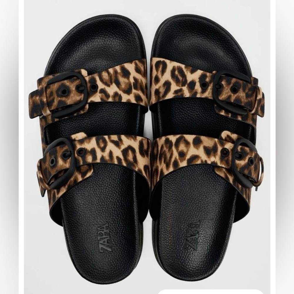 Zara Animal Print Double Buckle Sandals, NEW no one wore💫